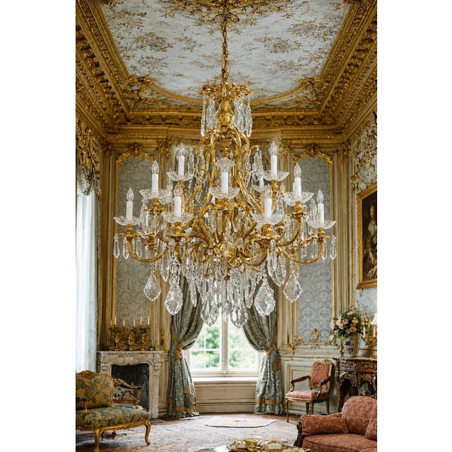 Mid 20th Century French Louis XVI Gold Bronze Chandelier For Sale - Image 13 of 17