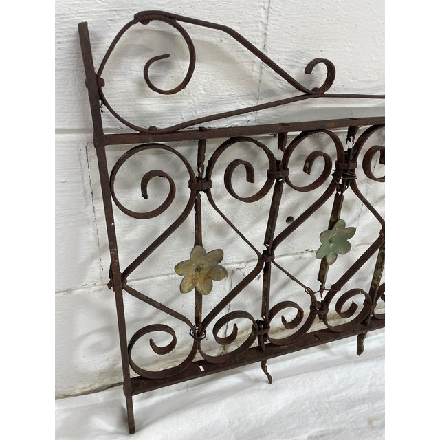 French Provincial Late 19th Century Hand Forged Rustic Wrought Iron Fence / Panel From New Orleans For Sale - Image 3 of 8