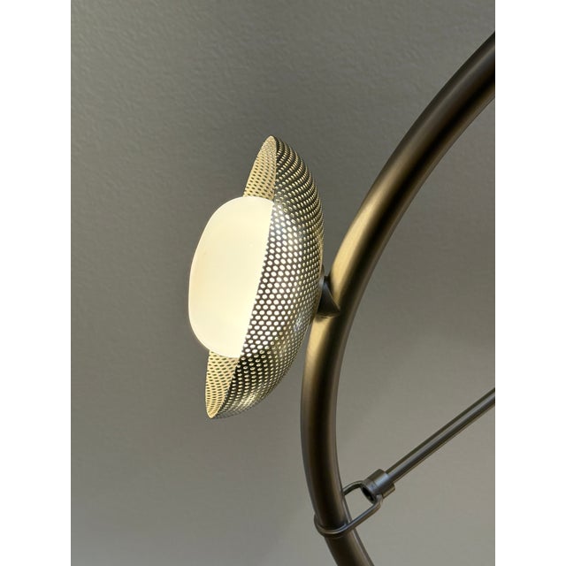 West Elm West Elm Bezel Linear Chandelier Champagne Bronze For Sale - Image 4 of 16