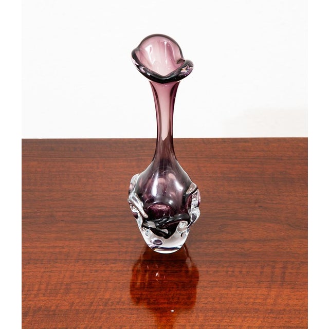 Swedish Purple Glass art Vase in purple and clear glass. Would typically used for floral designs and to hold flowers....