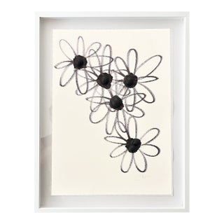 "Five Daisies" Original Mixed-Media Painting by Jake Poser, Framed For Sale