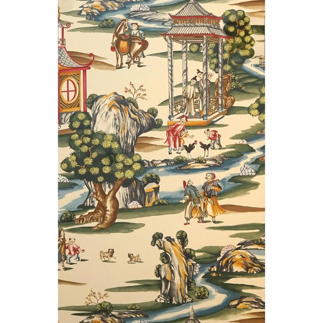 Contemporary Sample - The House of Scalamandré Shanghai Wallcovering, Multi on Tea Stain For Sale - Image 3 of 3