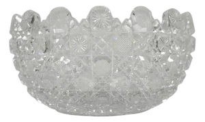 Antique Brilliant Cut Glass Victorian Saw Tooth Heavy 10" Candy Fruit Bowl