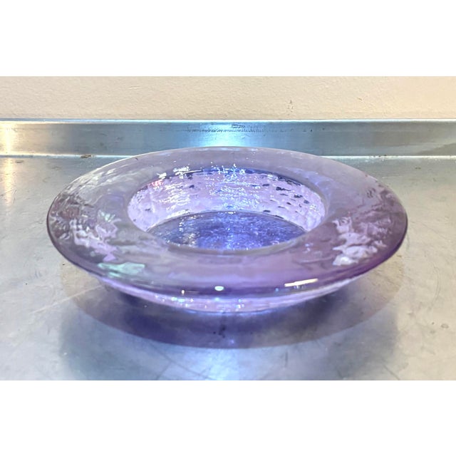 1960s Murano style heavy purple hand-blown art glass ashtray or change catchall. Excellent condition.