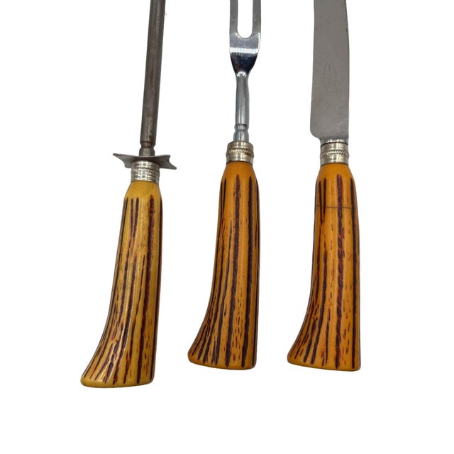 Early 20th Century Early 20th Century Art Deco Carving Set Bakelite Handles by E Parker & Sons, England - 3 pcs For Sale - Image 5 of 7