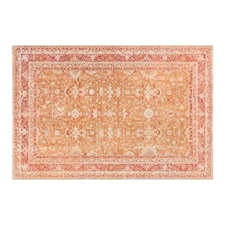 Early 20th Century Indian Amritsar Orange, Brown Handmade Wool Rug For Sale