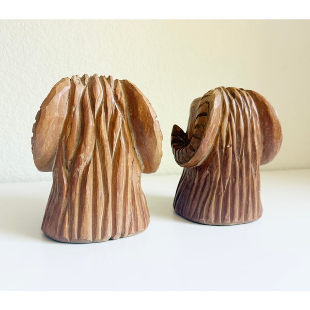 Carved Wood Rams Head Bookends by Sarreid Spain 1970s - A Pair For Sale - Image 12 of 13