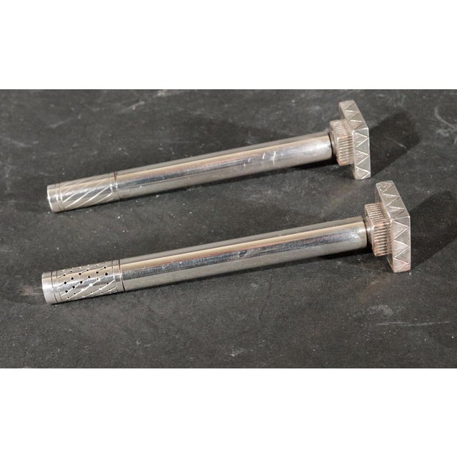 Pair of Georg Jensen Sterling Silver "Skyscraper" Salt & Pepper Shakers by Jorgen Jensen For Sale In Philadelphia - Image 6 of 14