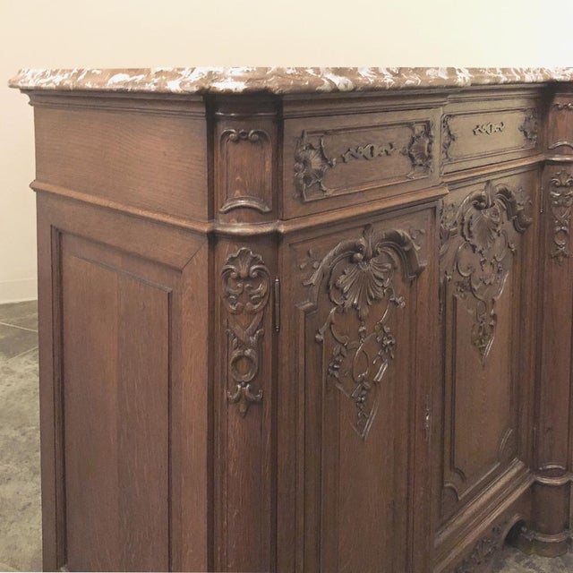 Wood Antique Liegoise Louis XIV Marble Top Buffet For Sale - Image 7 of 15