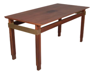 Mid Century Italian Mahogany and Brass Dining Table