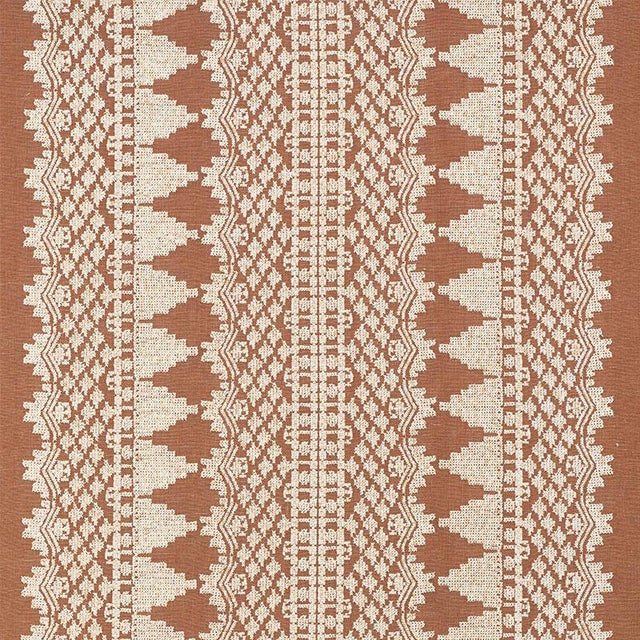 Contemporary Sample - Schumacher Wentworth Embroidery Fabric in Rust For Sale - Image 3 of 3