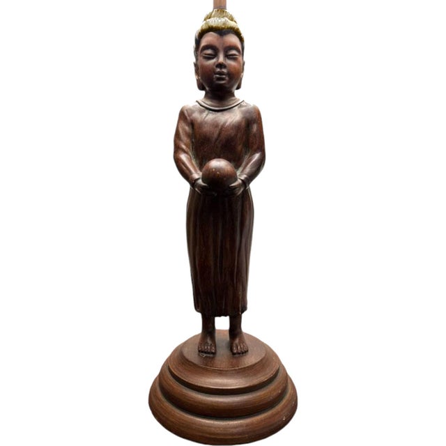 1970s Hand Carved Balinese Figural Table Lamps in the Style of James Mont - A Pair For Sale In Palm Springs - Image 6 of 12