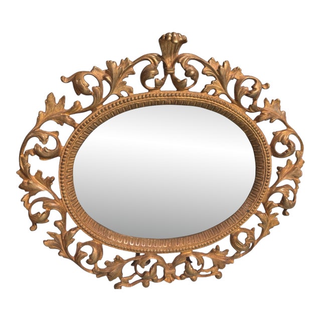 Antique Victorian Gilt Cast Metal Easel Back Vanity Dresser Mirror For Sale