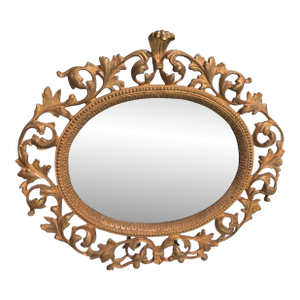 Antique Victorian Gilt Cast Metal Easel Back Vanity Dresser Mirror