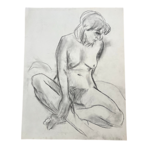 Barbara Beck Figurative Nude Charcoal Sketch 1970s