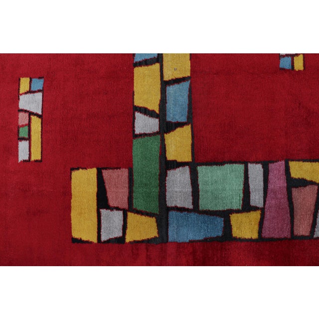 Mid-Century Modern Vintage Zeki Müren Rug in Red With Colorful Geometric Patterns, From Rug & Kilim For Sale - Image 3 of 8