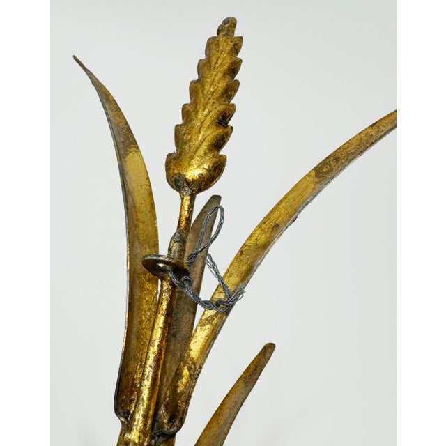 Vintage Large Gilt Tole Sheaf of Wheat Wall Candle Sconce For Sale In Kansas City - Image 6 of 7