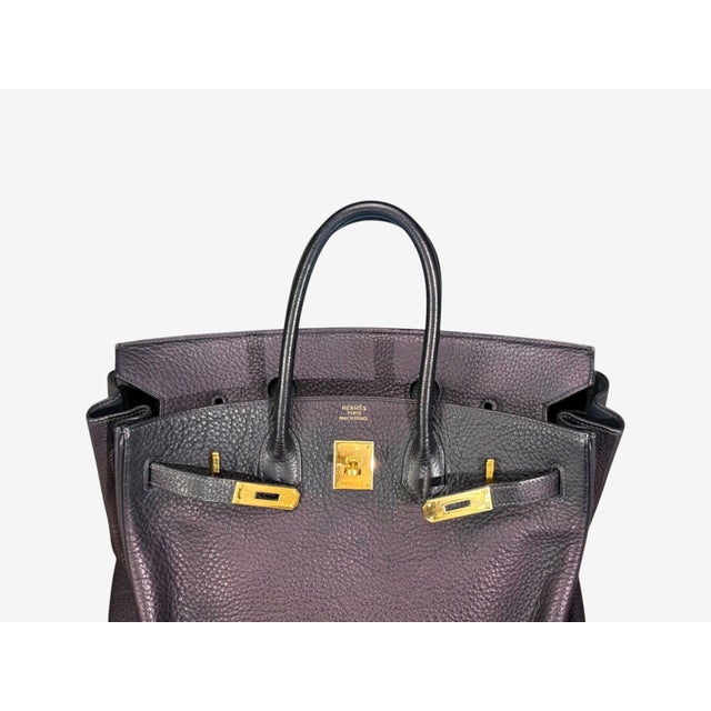 Animal Skin Hermès, Birkin Retourne 35, Taurillon Clemence Leather, Gold Hardware, France, 2003 For Sale - Image 7 of 16
