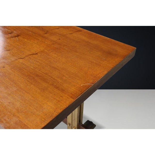 Italian Walnut Desk with Brass Base, Italy, 1950s For Sale - Image 18 of 18