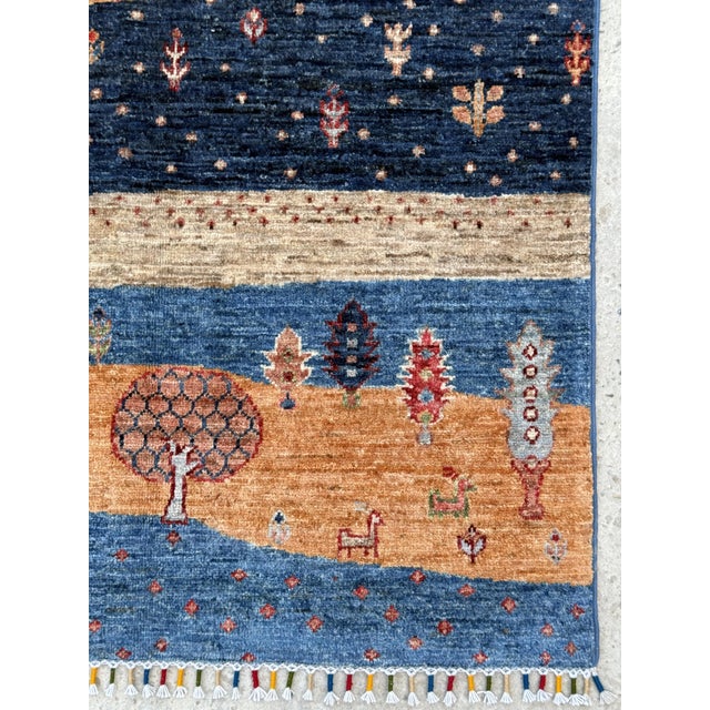Green Persian Style Gabbeh Rug, 03'08 X 04'11 For Sale - Image 4 of 12