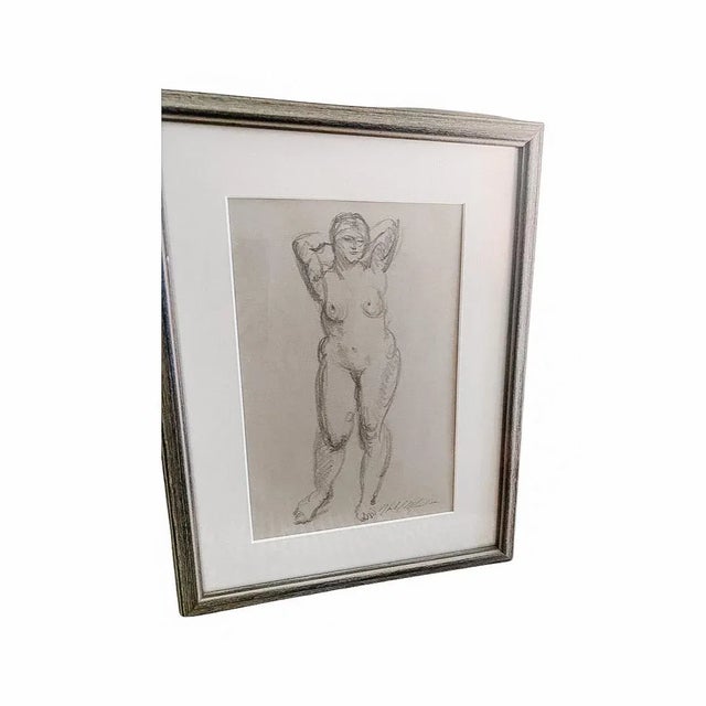 Pair of Mid 20th Century Nude Study Drawings Framed, Signed Harold Mesibov For Sale In Philadelphia - Image 6 of 11