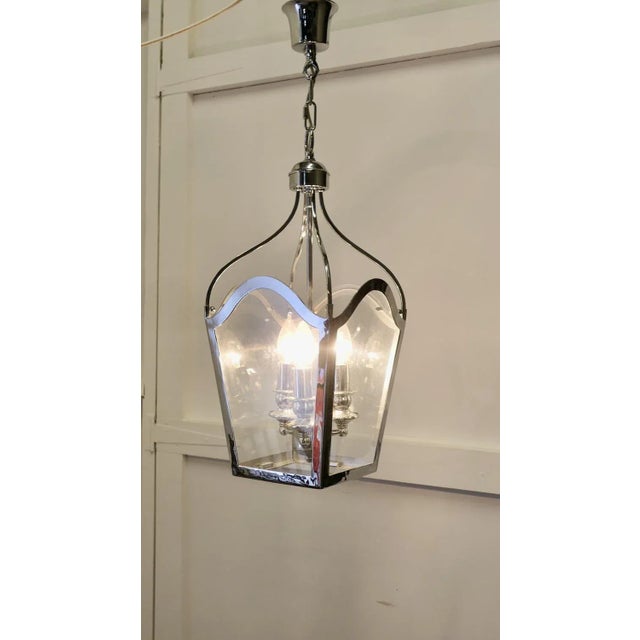 Large Art Deco Chrome and Glass Pendant, 1960s For Sale - Image 4 of 8