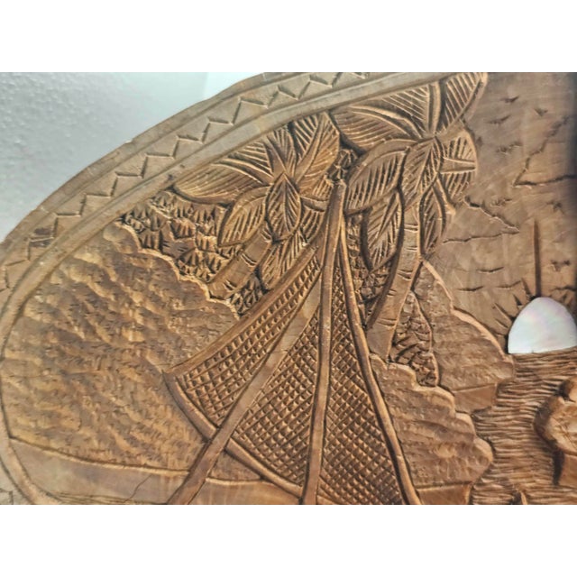 Vintage Carved Bas-Relief Double-Sided Story Board, Palau, 1950s For Sale - Image 6 of 12
