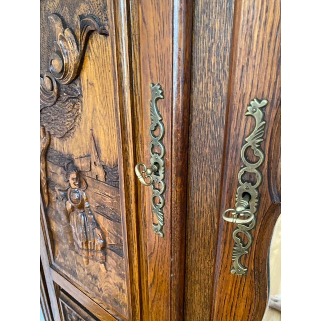 Breton Wardrobe in Oak, Late 19th Century For Sale - Image 17 of 18