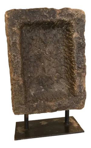 Antique Original Primitive Grinding Stone on Custom Iron Stand