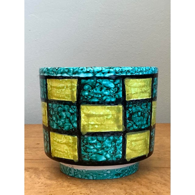 Vintage Italian Checkerboard Ceramic Cache Pot For Sale - Image 4 of 12