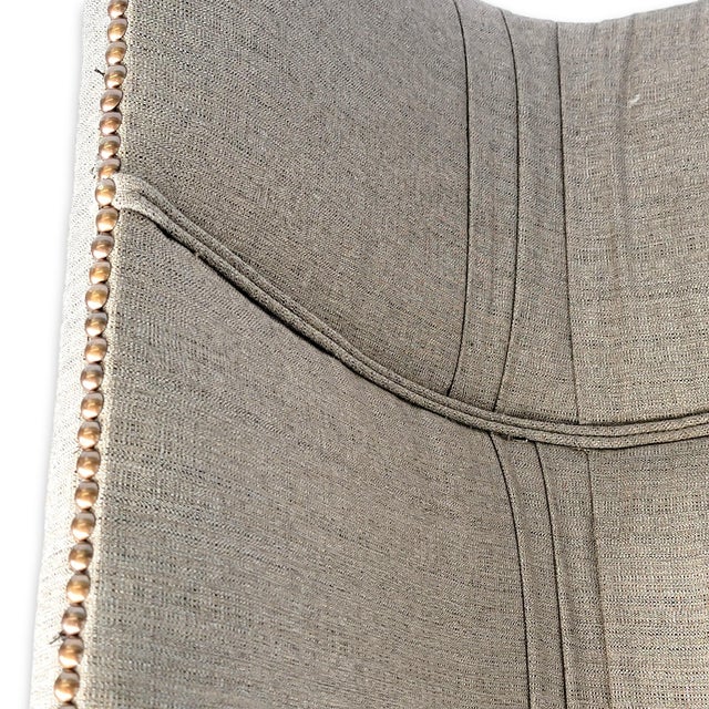 Beige Postmodern Upholstered Waterfall Ottoman Bench Stool Pair Beige 26" For Sale - Image 8 of 10