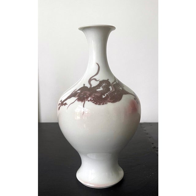 Japanese Japanese Porcelain Glazed Vase with Dragon Design Mazuku Kozan For Sale - Image 3 of 16
