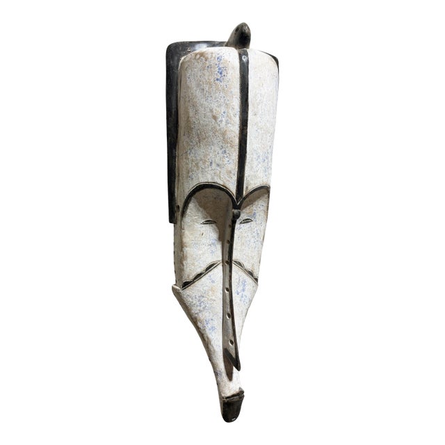 Vintage Large Fang Mask Elongated Face Gabon African Mask 35" H For Sale