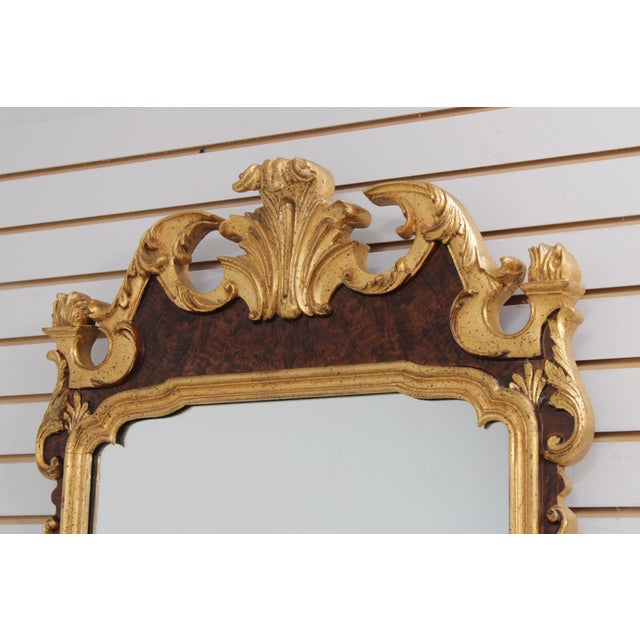 Labarge Labarge Giltwood Flame Walnut Frame Wall Mirror For Sale - Image 4 of 18