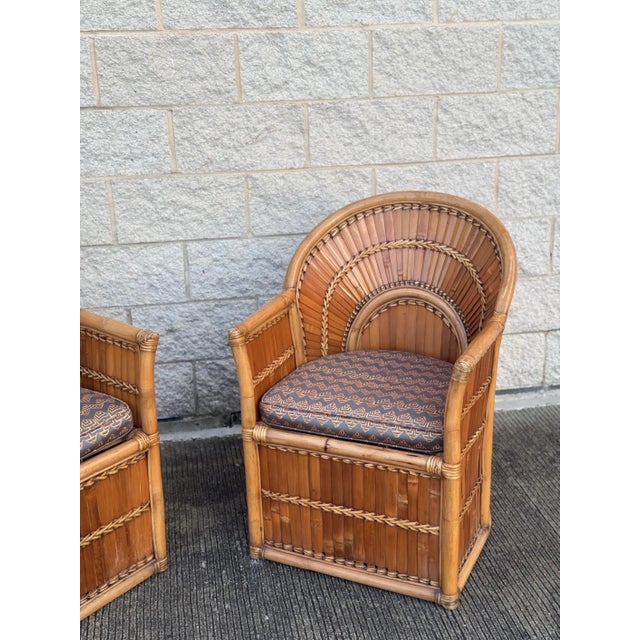 Mid 20th Century Split Bamboo Armchairs With Cushions - Set of 2 For Sale In Philadelphia - Image 6 of 6