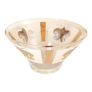 Vintage White and Gold Punch Bowl For Sale