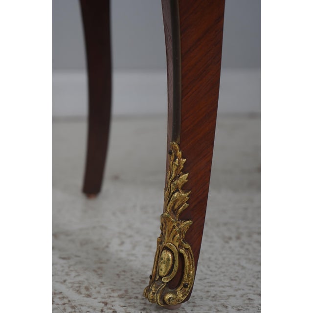 Vintage Louis XV Style Marquetry Bombe Marble Top Commode For Sale - Image 9 of 18