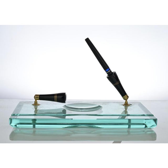 Vintage Glass Writing Desk Set, Italy, 1970s, Set of 3 For Sale - Image 4 of 6