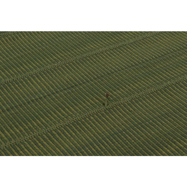 Contemporary Rug & Kilim's Contemporary Rez Kilim Flatweave Rug With Green Striped Design For Sale - Image 3 of 10