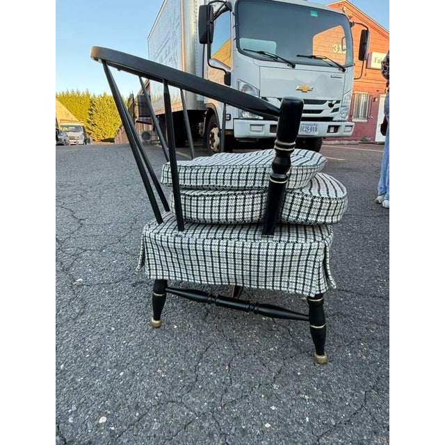 Pair of Vintage Black Painted Barrel Back Tub Chairs For Sale - Image 9 of 18