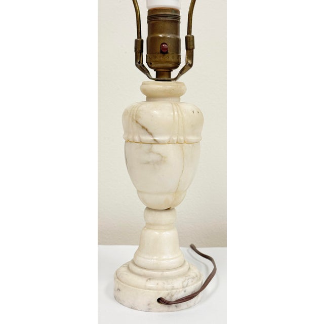 Stone Antique Mid Century Italian Carved Alabaster Urn Table Lamp For Sale - Image 7 of 14