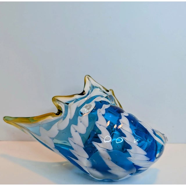 1990s Vintage Murano Style Conch Sea Shell Art Glass Sculpture Figurine For Sale - Image 5 of 5