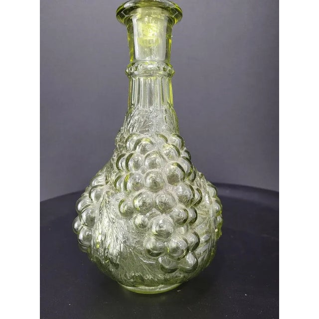 Vintage Avocado Green Art Glass fruit Bottle Decanter Genie Barware No chips or cracks in the glass Measures 12"H x 5.5"W