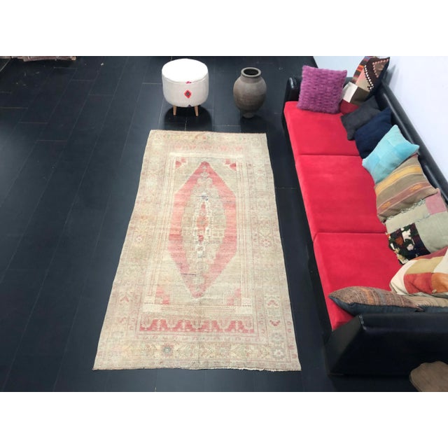Vintage Distressed Faded Turkish Anatolian Dove Gray and Red Color Rug For Sale - Image 11 of 11