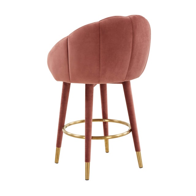 Transitional Myla Salmon Swivel Counter Stool For Sale - Image 3 of 9