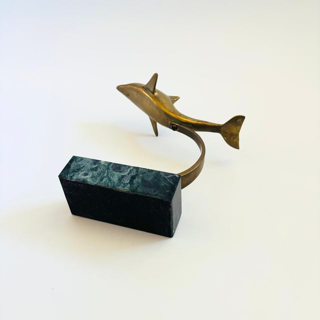 Brass Dolphin on Stone Base For Sale - Image 10 of 10