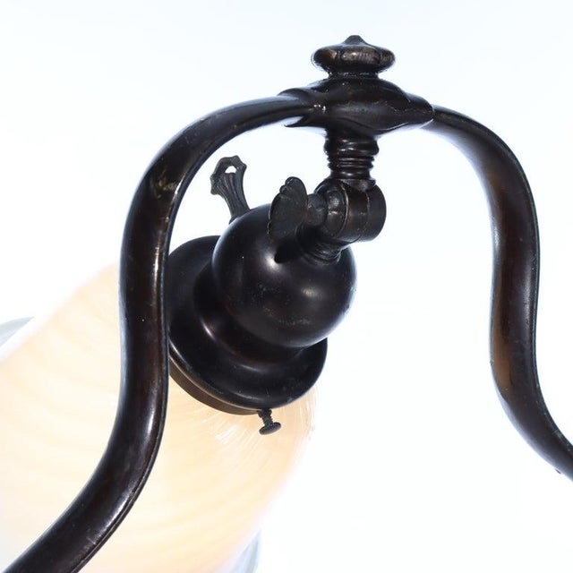 Black Antique Handel Floor Lamp With Opalescent Glass Shade C1910 For Sale - Image 8 of 9