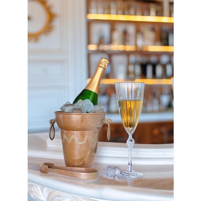 Hamered Copper Ice Bucket w/ Tongs For Sale - Image 4 of 6