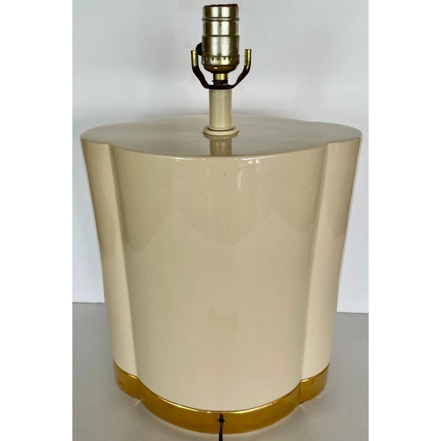 Ceramic Tan & Gold Ceramic Table Lamp From 80's For Sale - Image 7 of 11