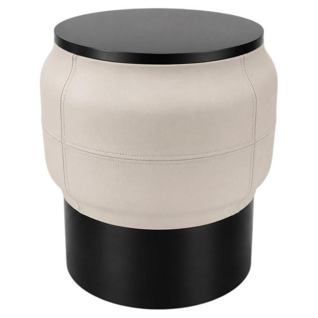 Metal Tutu Side Table in Leather and Black Steel by Christophe Perichon For Sale - Image 7 of 7